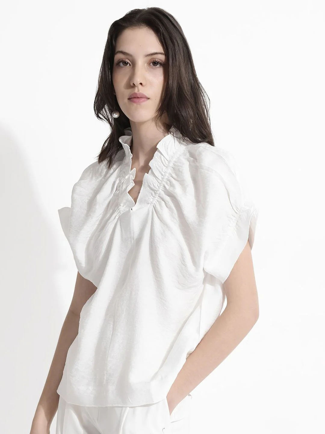 RAREISM Solid V-Neck Extended Sleeves Top - Image 5