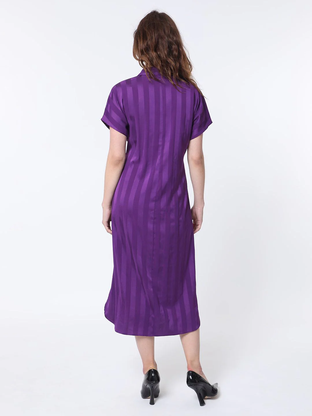 RAREISM Striped A-Line Midi Dress - Image 5