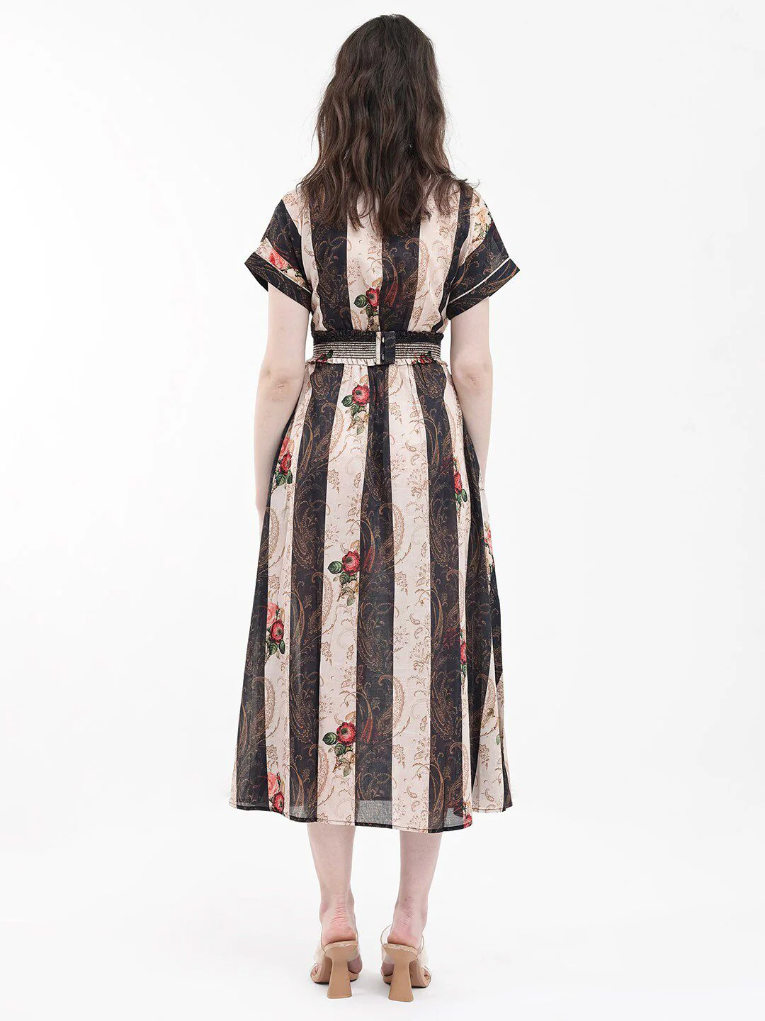 RAREISM Striped A-Line Midi Dress - Image 5