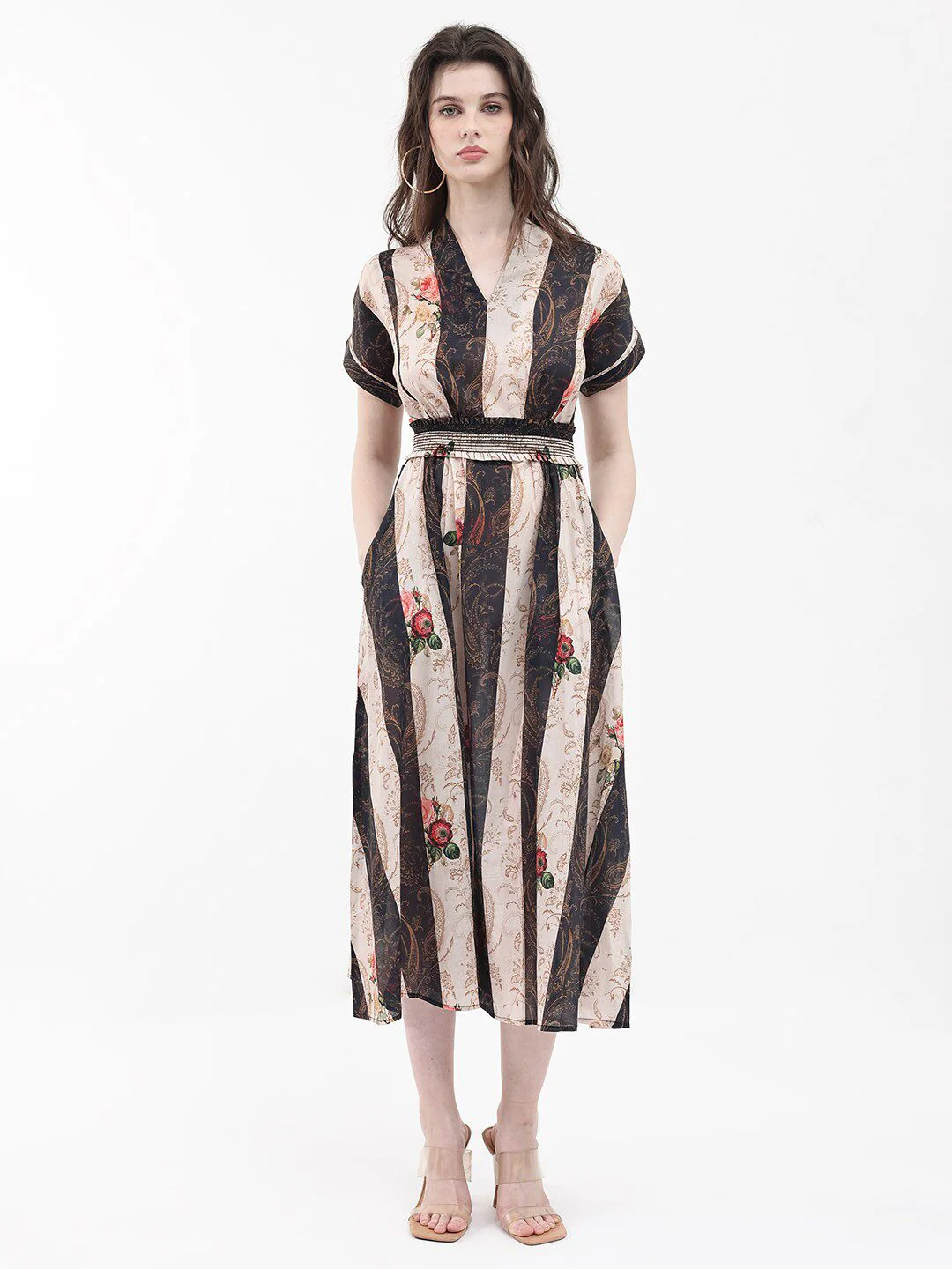 RAREISM Striped A-Line Midi Dress - Image 6