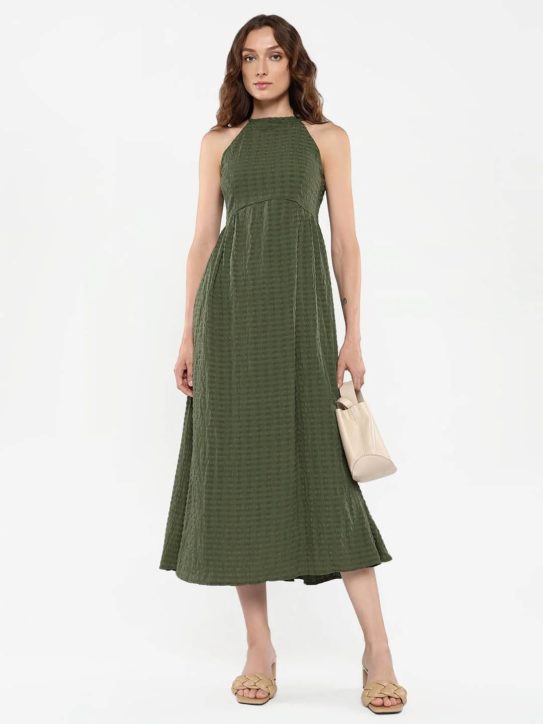 RAREISM Striped A-Line Midi Dress - Image 6