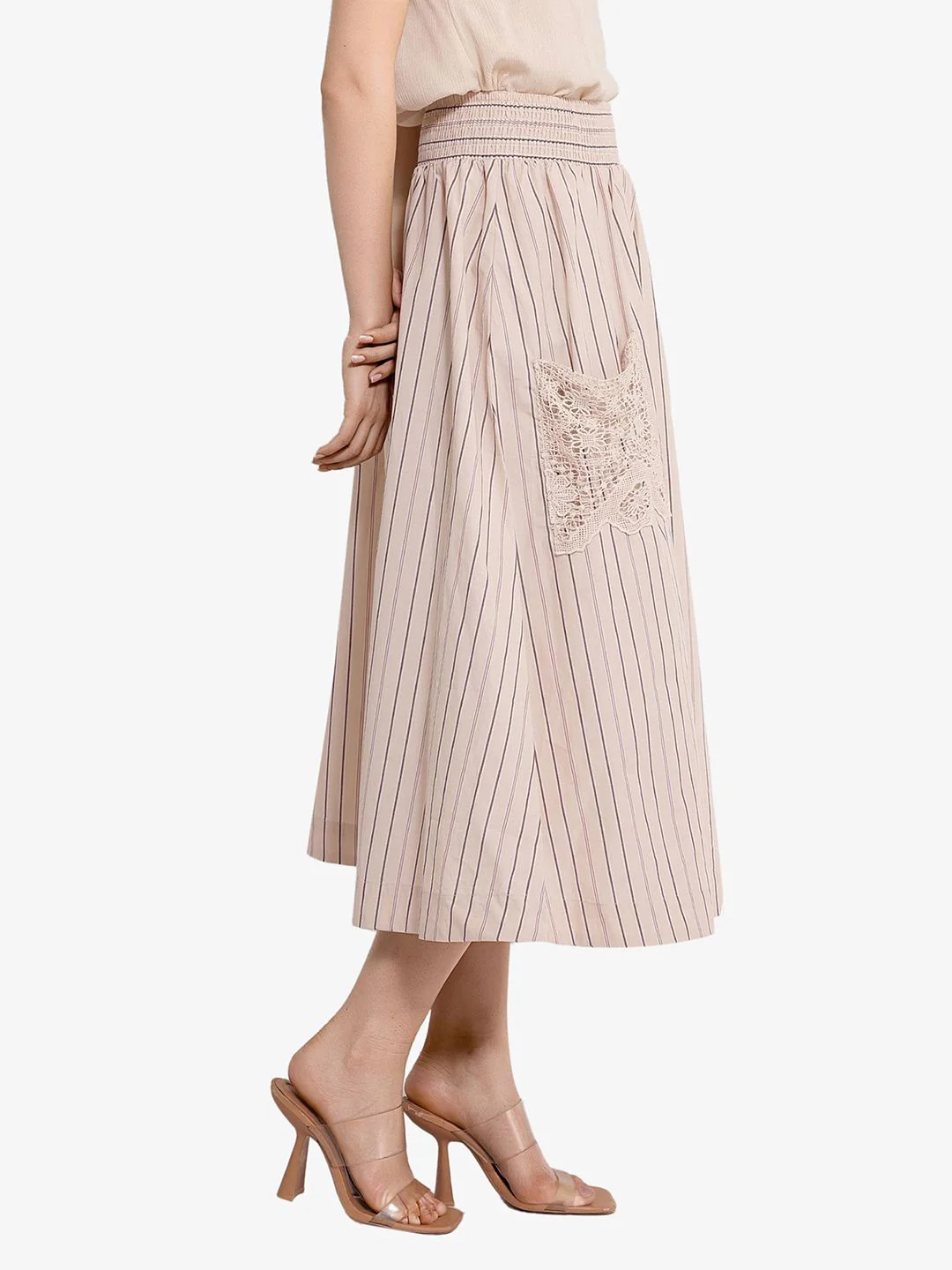 RAREISM Striped Flared Midi Skirts - Image 2