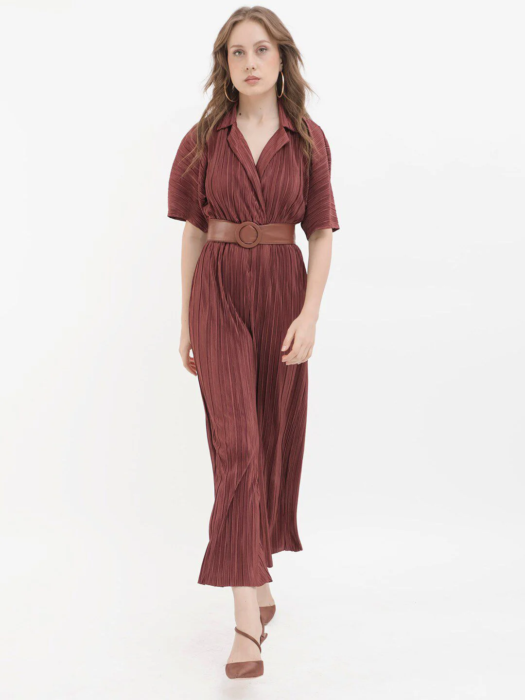 RAREISM Striped Notched Lapel Collar Basic Jumpsuit - Image 6