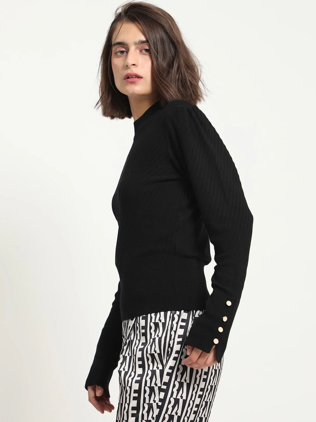 RAREISM Turtle Neck Knitted Pullover with Cuff Detail - Image 5