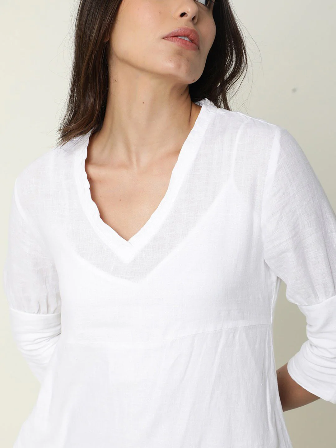 RAREISM White Linen A-Line Dress - Image 3