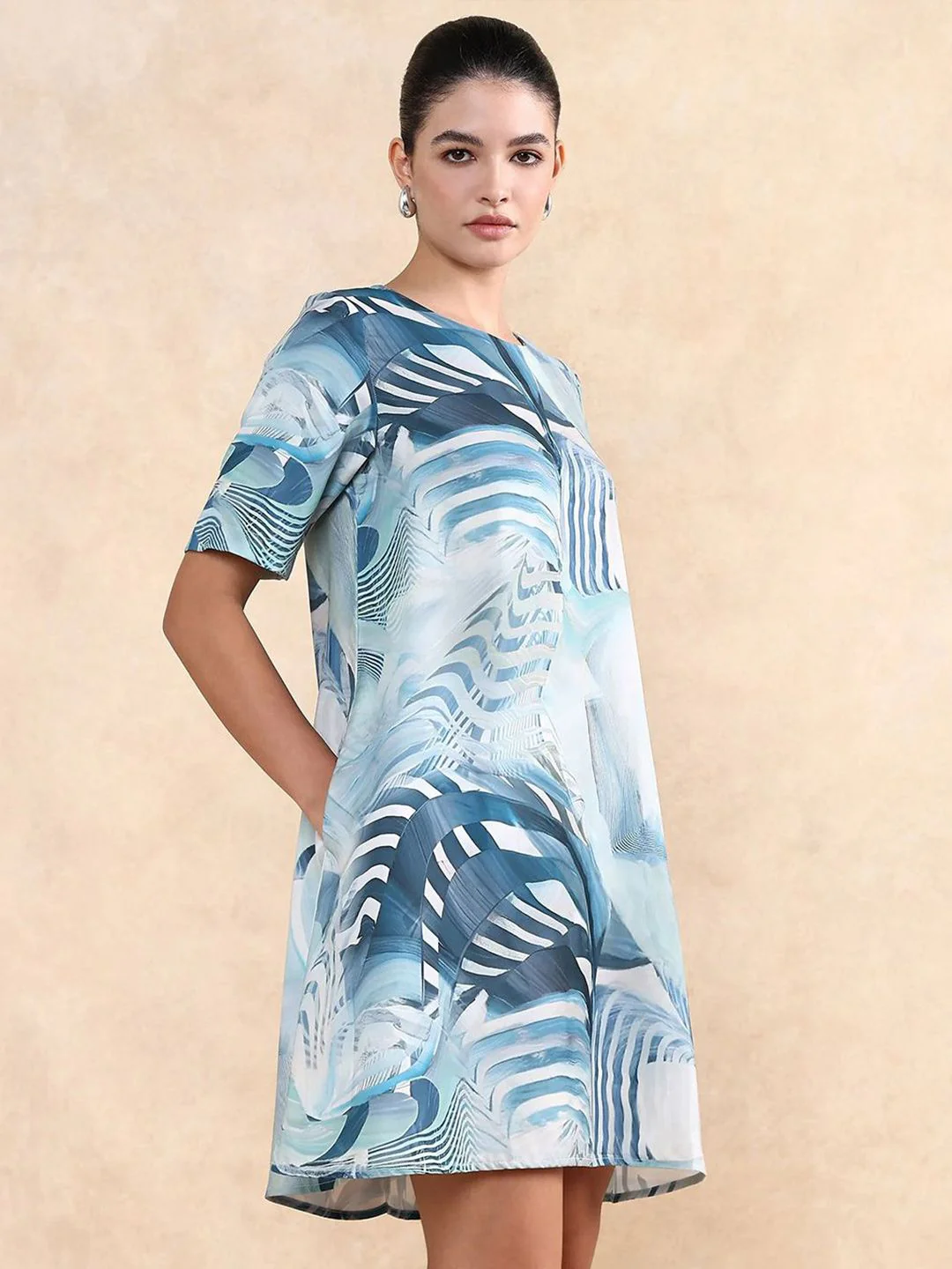 RAREISM Women Abstract Printed A-Line Mini Dress - Image 5