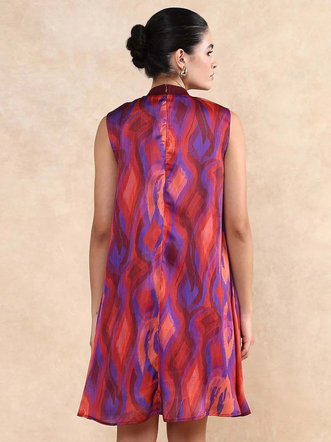RAREISM Women Abstract Printed Round Neck A-Line Dress - Image 6