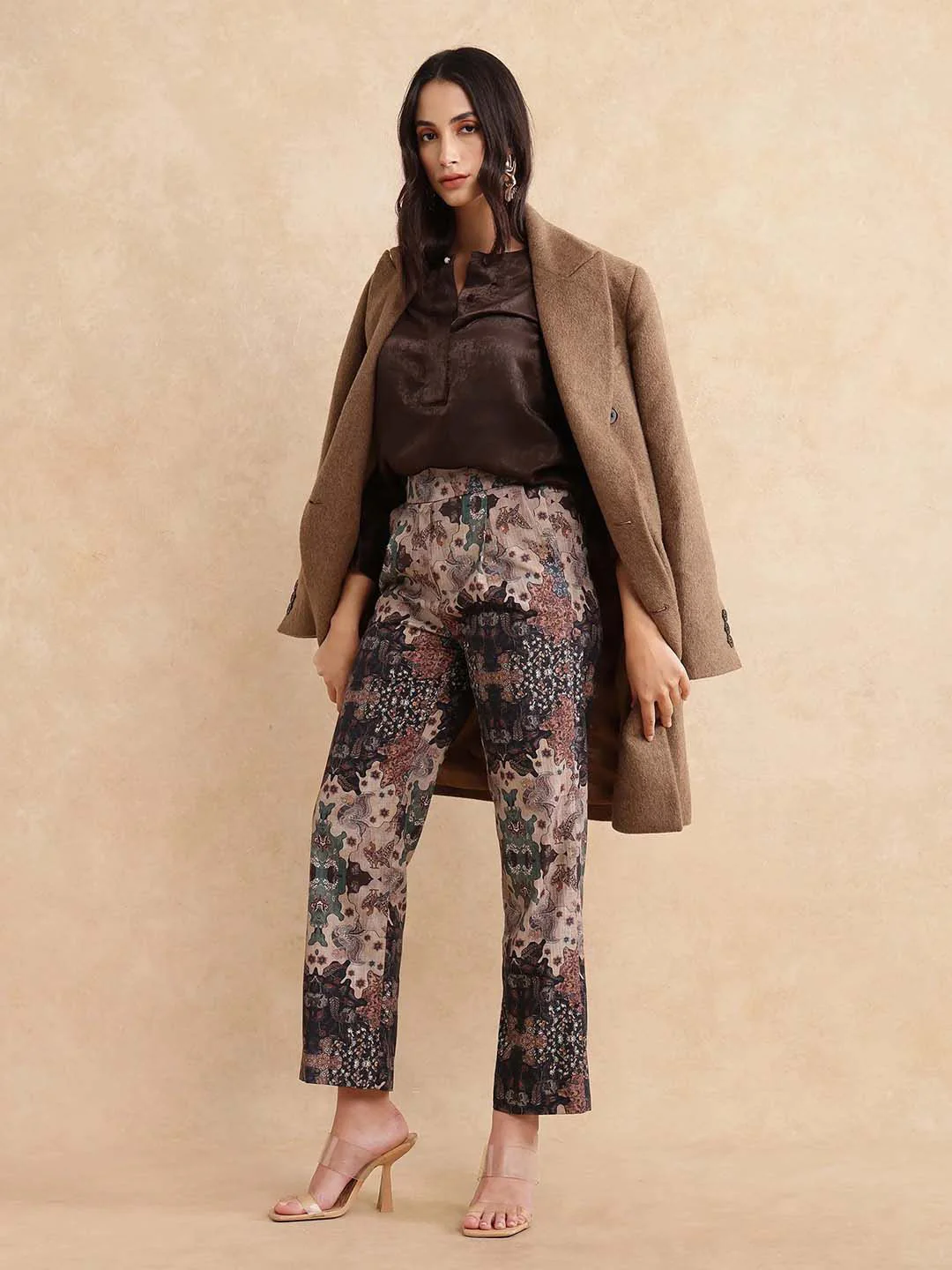 RAREISM Women Cotton Printed Comfort Straight Fit High-Rise Trousers - Image 6