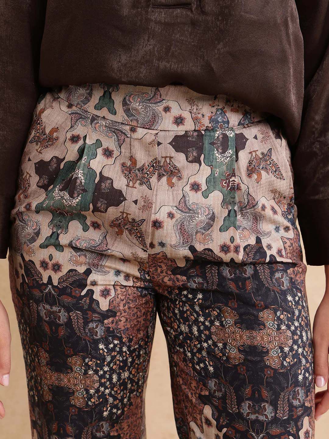 RAREISM Women Cotton Printed Comfort Straight Fit High-Rise Trousers - Image 7