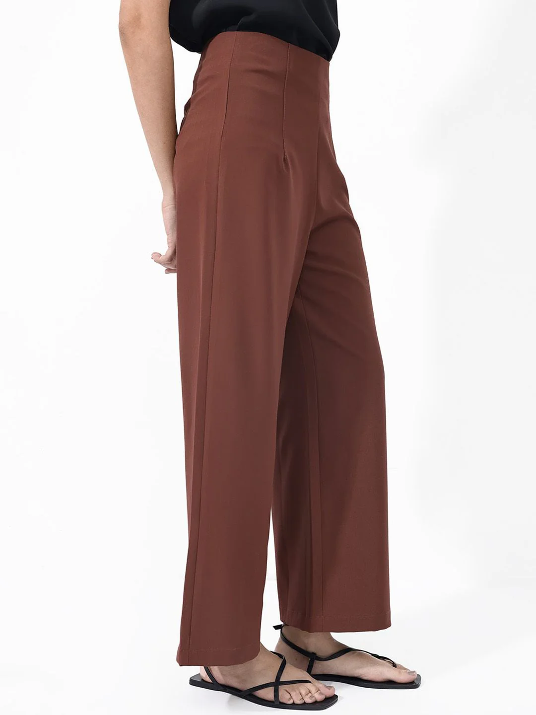 RAREISM Women Flared High-Rise Parallel Cotton Trousers - Image 2