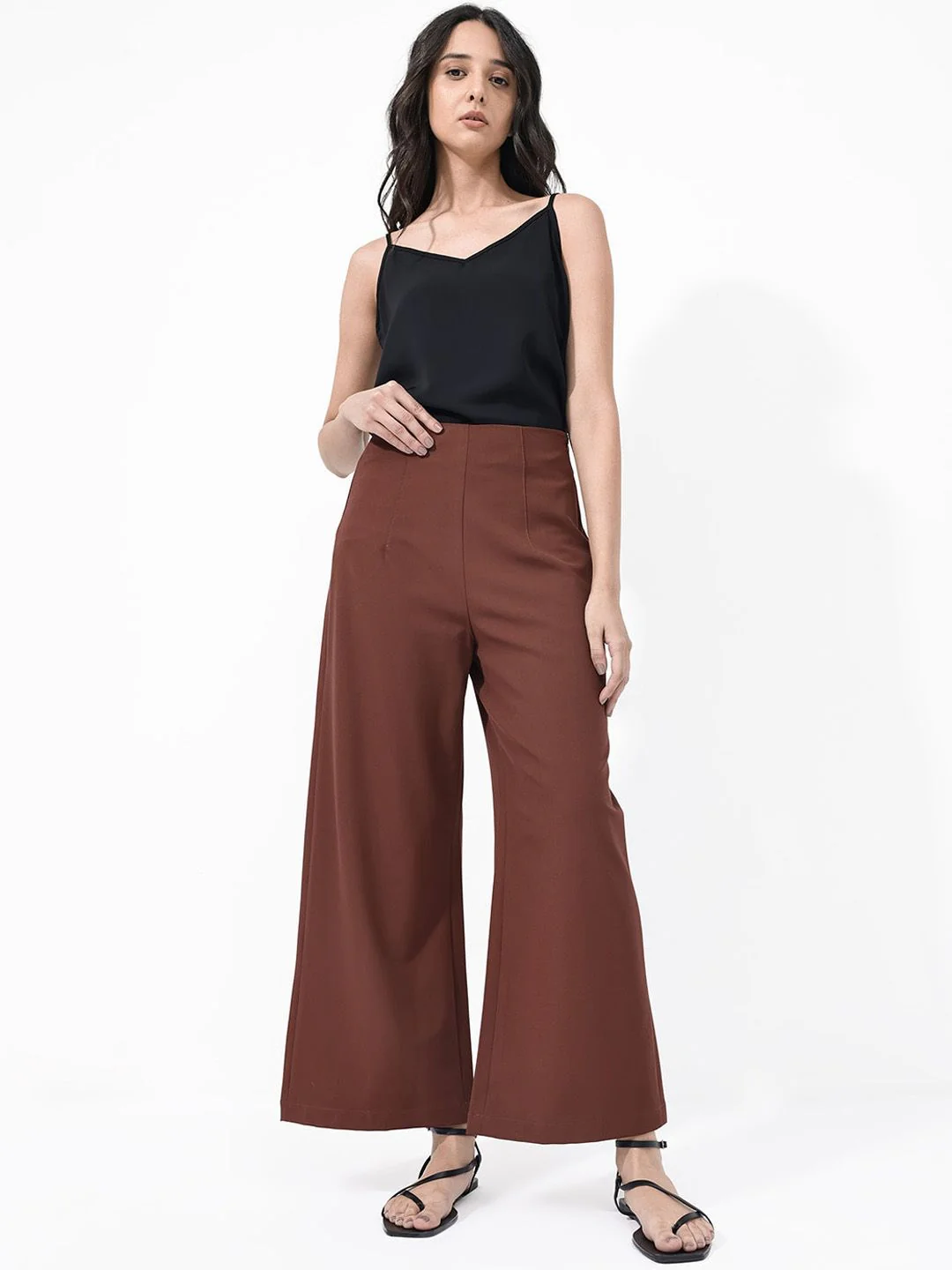 RAREISM Women Flared High-Rise Parallel Cotton Trousers - Image 4