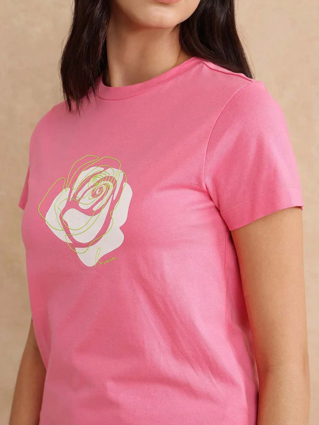 RAREISM Women Floral Printed Raw Edge T-shirt - Image 3