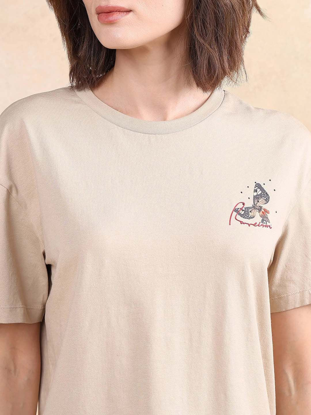 RAREISM Women Graphic Printed Round Neck Cotton Relaxed Fit T-shirt - Image 3
