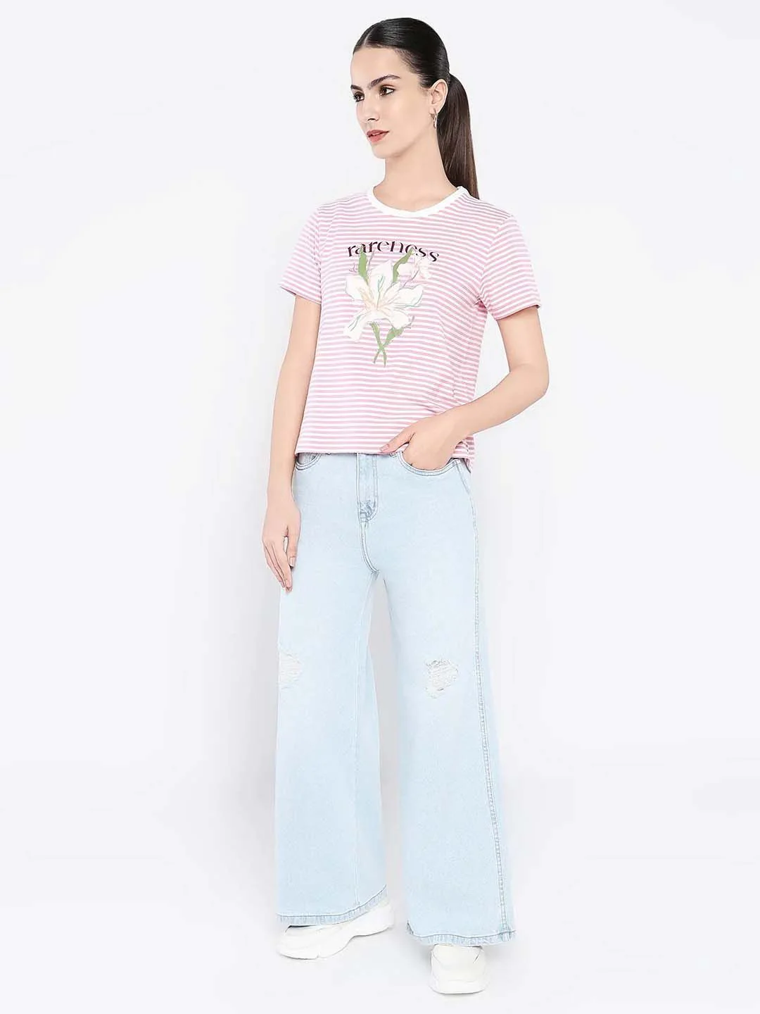 RAREISM Women Graphic Printed Round Neck Cotton T-shirt - Image 7