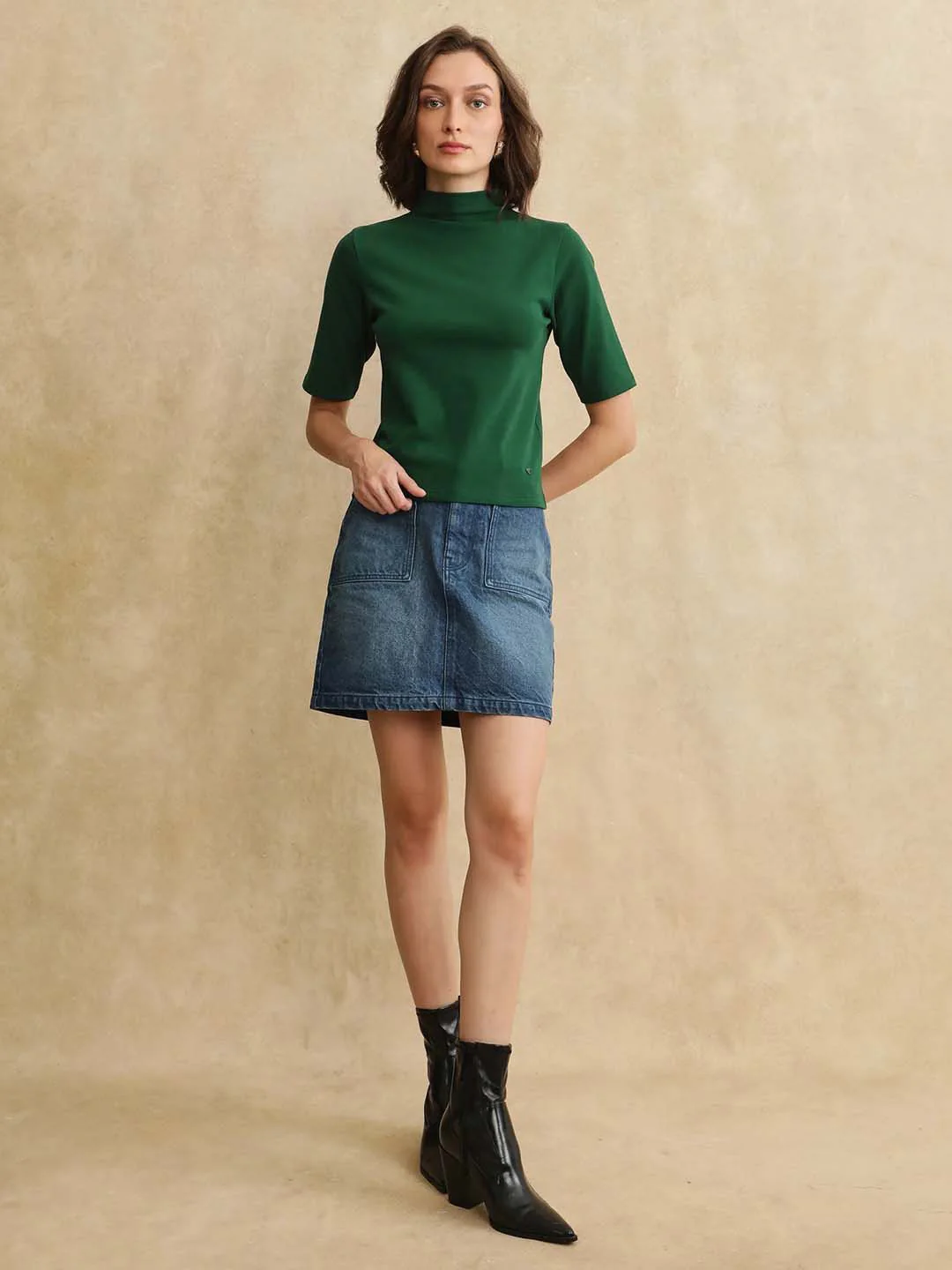 RAREISM Women High Neck Short Sleeves Cotton Top - Image 7