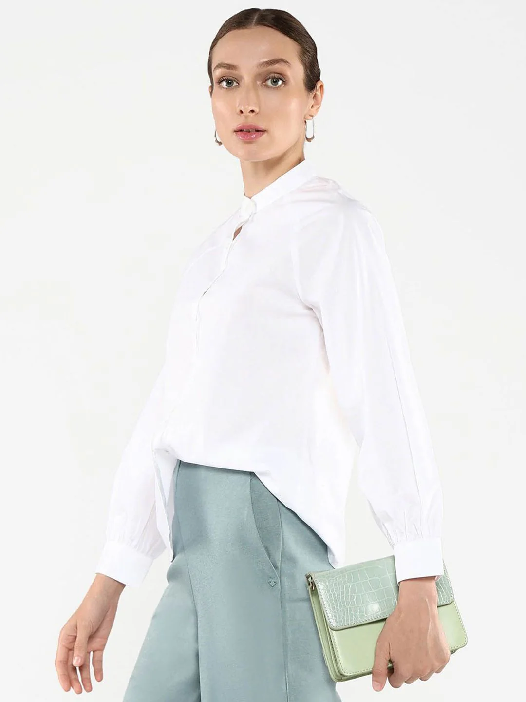 RAREISM Women Mandarin Collar Cotton Shirt Style Top - Image 7