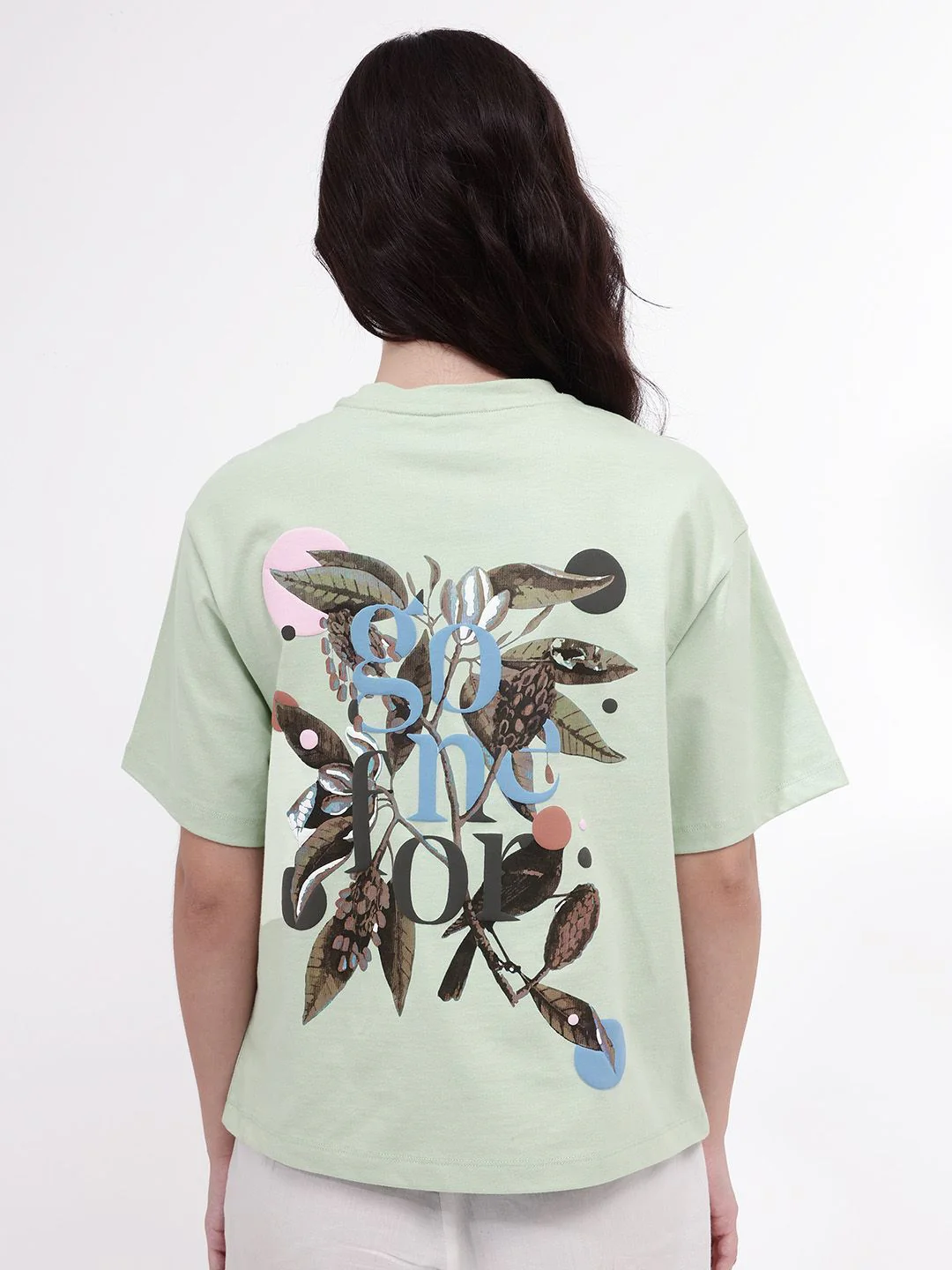 RAREISM Women Printed Drop-Shoulder Sleeves T-shirt