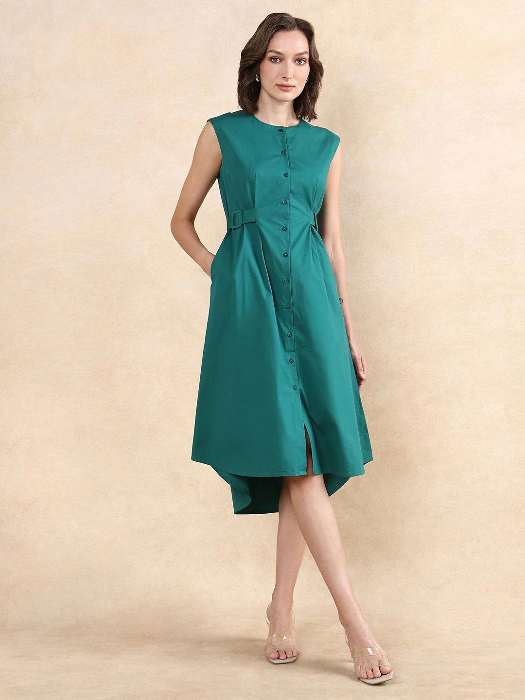 RAREISM Women Round Neck Cotton A-Line Dress - Image 6