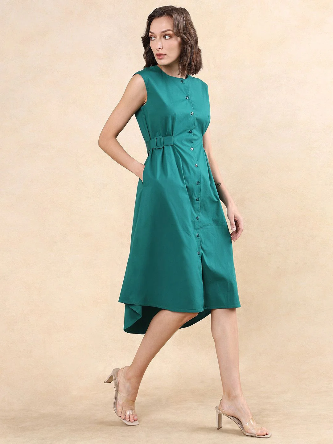 RAREISM Women Round Neck Cotton A-Line Dress - Image 7