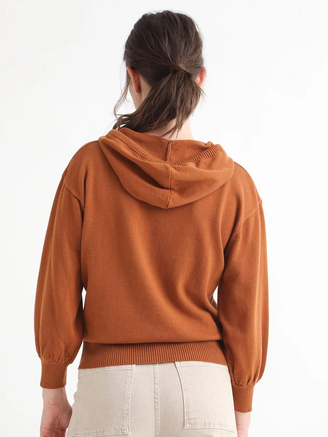 RAREISM Women Rust & Brown Crop Cotton Pullover - Image 4