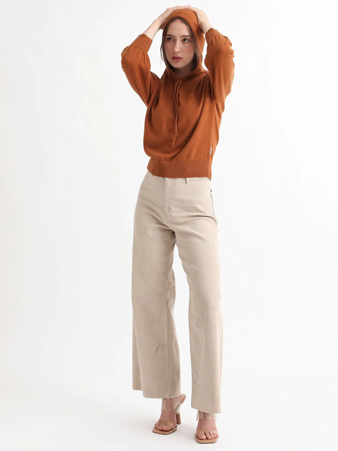 RAREISM Women Rust & Brown Crop Cotton Pullover - Image 7