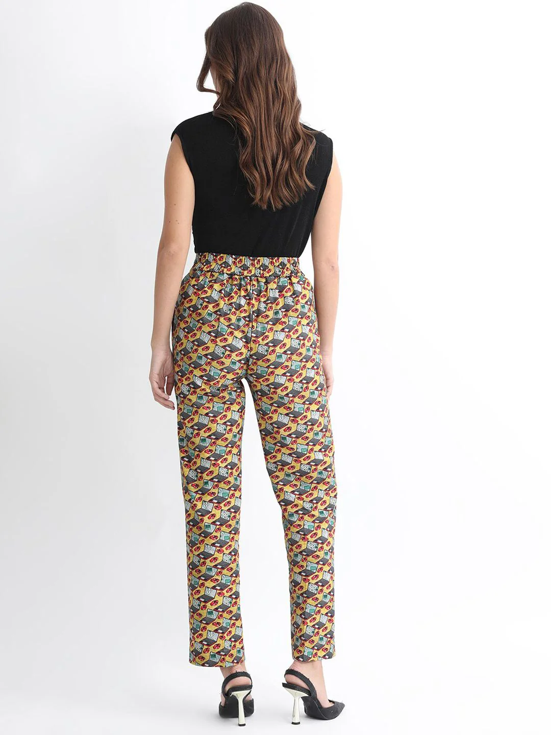 RAREISM Women Slim Fit Conversational Printed High-Rise Cotton Regular Trousers - Image 6