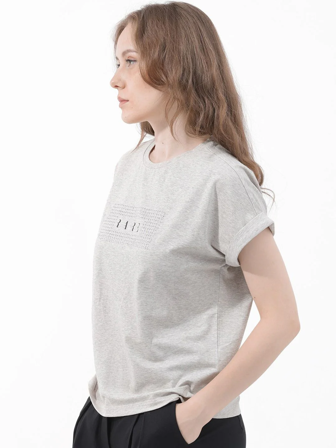RAREISM Women Solid Extended Sleeves T-shirt - Image 5