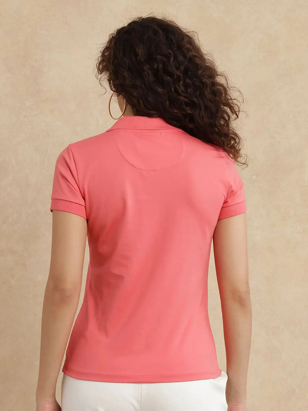 RAREISM Women Solid Polo Collar Cotton T-shirt - Image 4