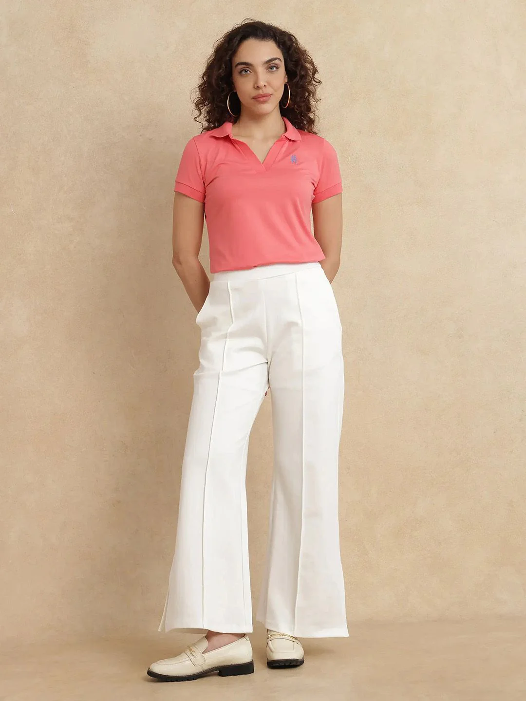 RAREISM Women Solid Polo Collar Cotton T-shirt - Image 6