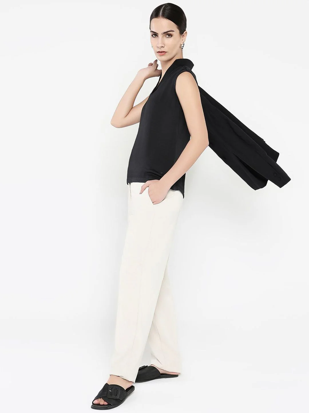 RAREISM Women Solid V-Neck Top - Image 6