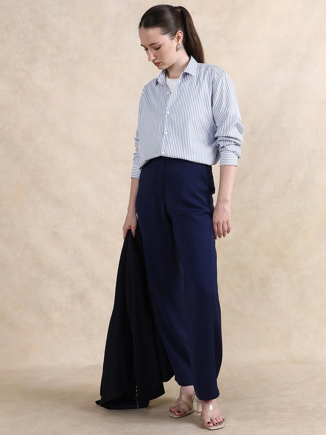 RAREISM Women Tailored Straight Fit High-Rise Solid Trousers - Image 6