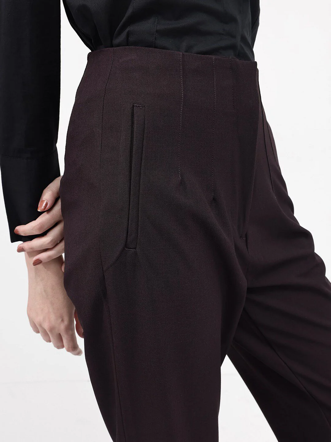 RAREISM Women Tapered Fit Cotton High-Rise Trousers - Image 7