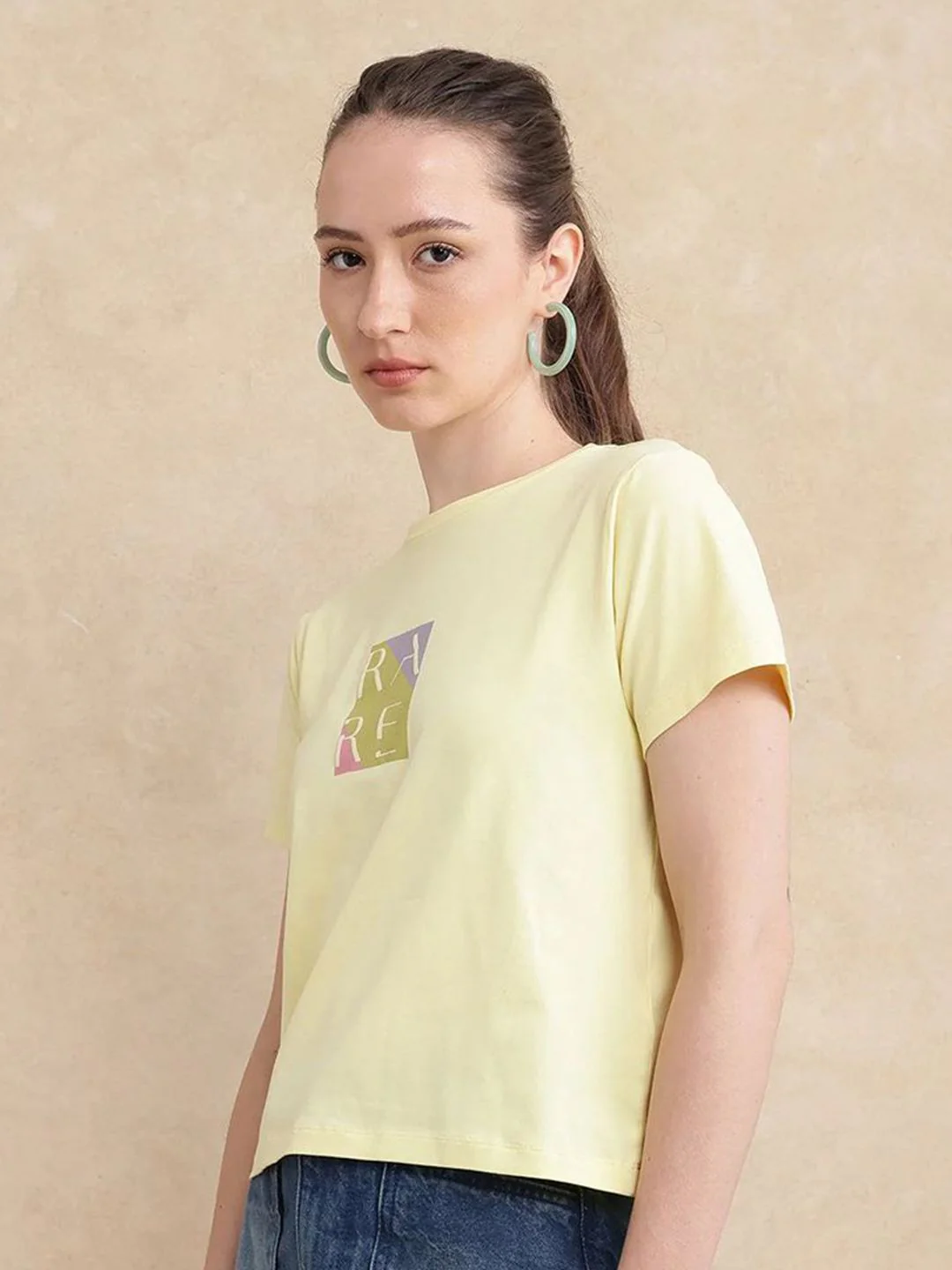 RAREISM Women Typography Printed Round Neck Cotton T-shirt - Image 5