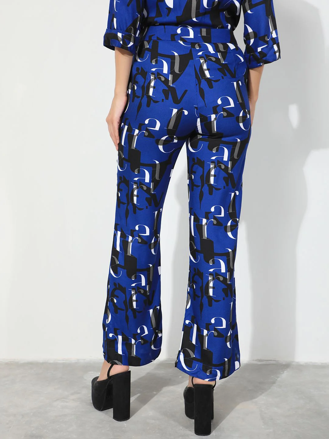 RAREISM Women Typography Printed Slim Fit High-Rise Cotton Parallel Trousers - Image 6