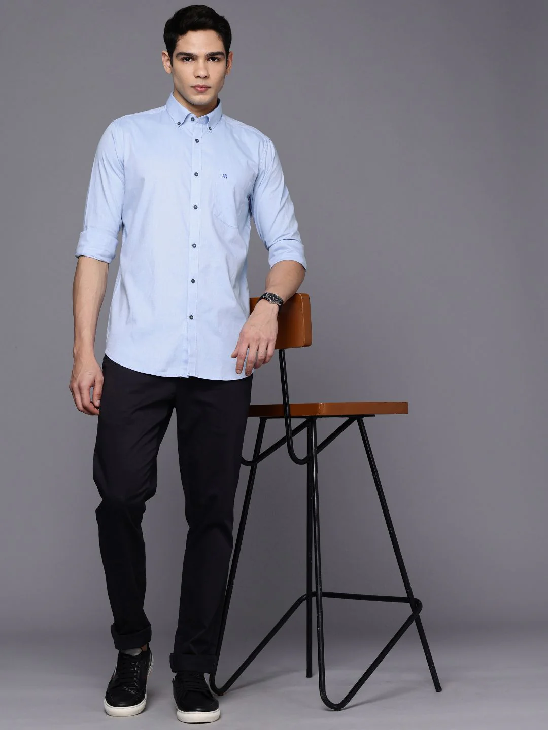 Raymond Button-Down Collar Solid Casual Shirt - Image 6