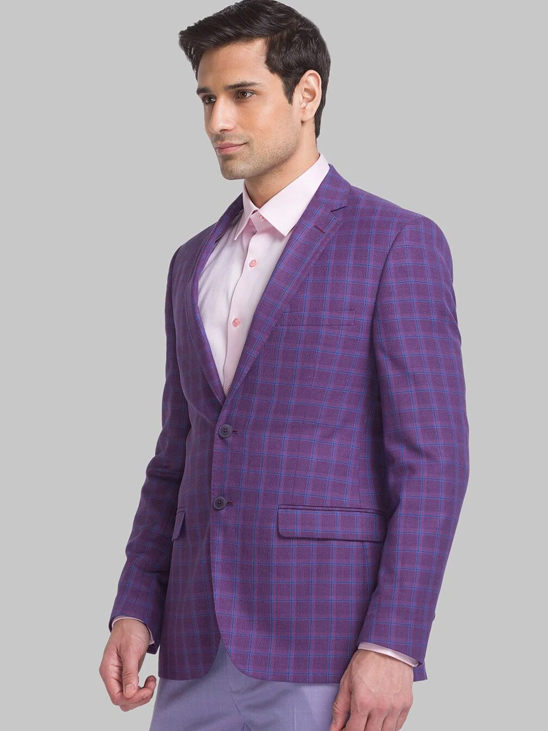 Raymond Checked Contemporary Fit Single-Breasted Blazer - Image 3
