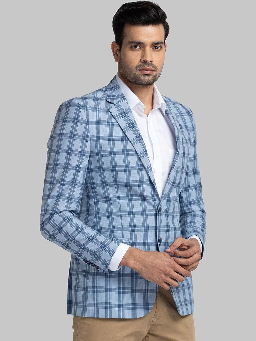 Raymond Checked Contemporary Fit Single-Breasted Blazer - Image 3