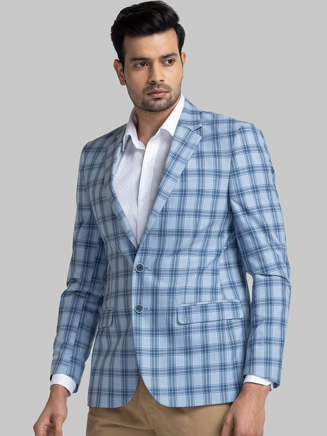 Raymond Checked Contemporary Fit Single-Breasted Blazer - Image 5