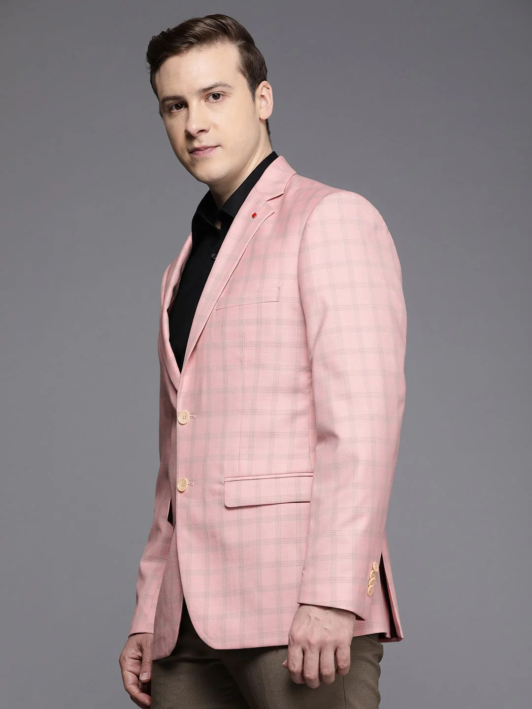 Raymond Contemporary Fit Checked Formal Blazer - Image 3