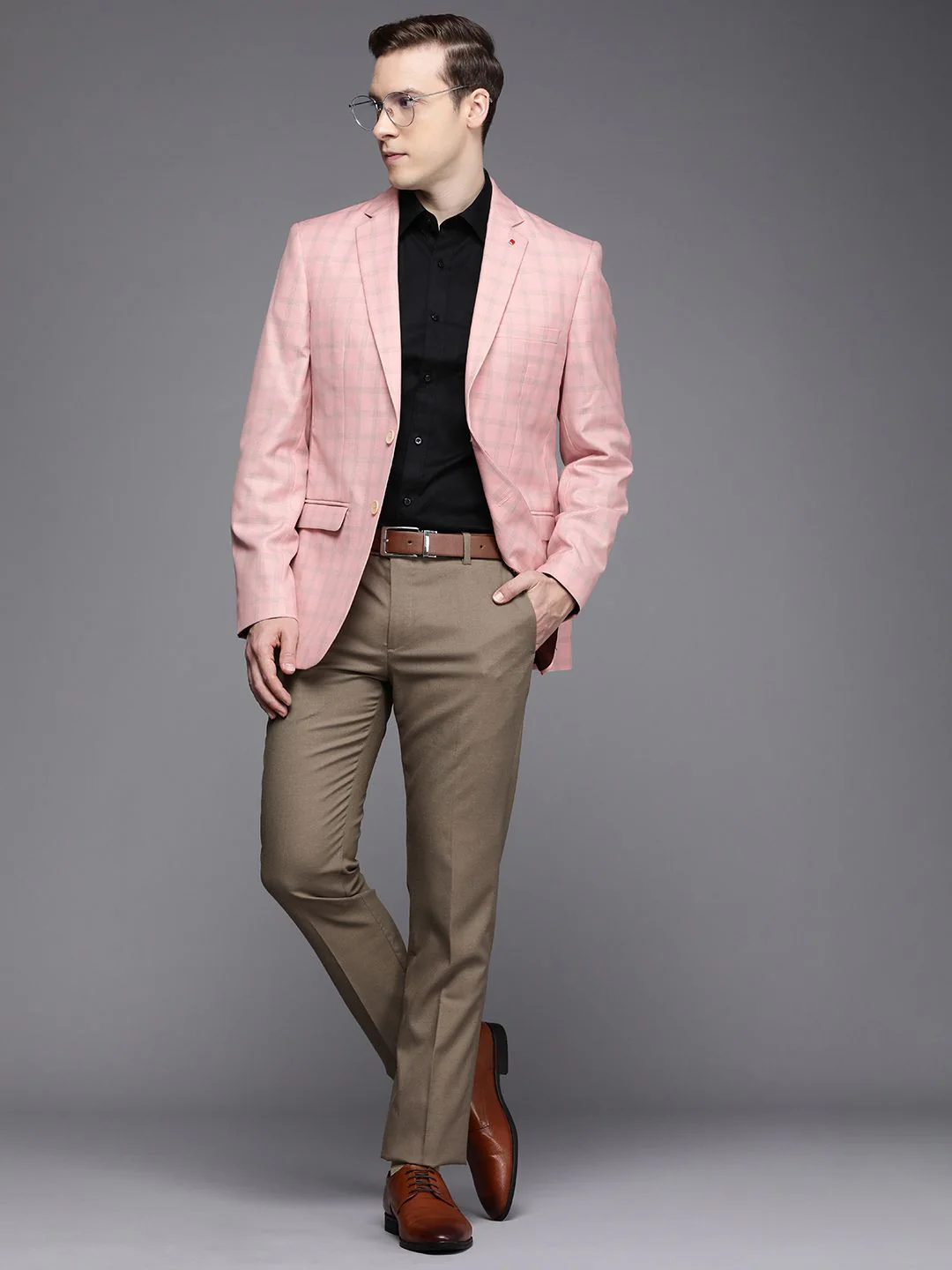 Raymond Contemporary Fit Checked Formal Blazer - Image 4