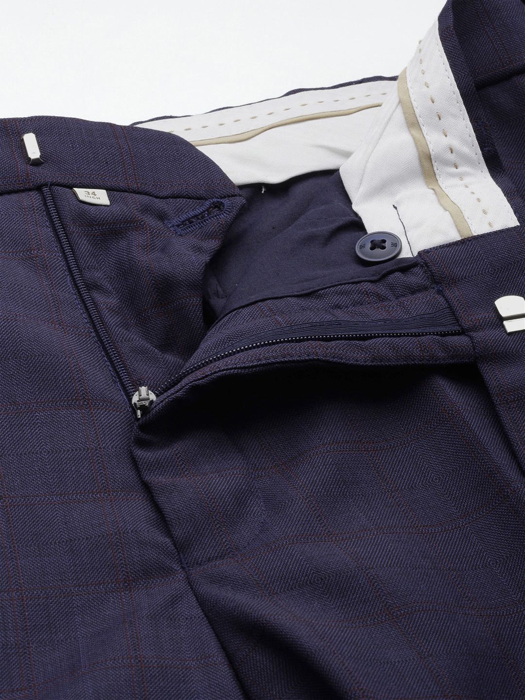 Raymond Contemporary Fit Checked Notched Lapel Single-Breasted 2 Piece Formal Suits - Image 3