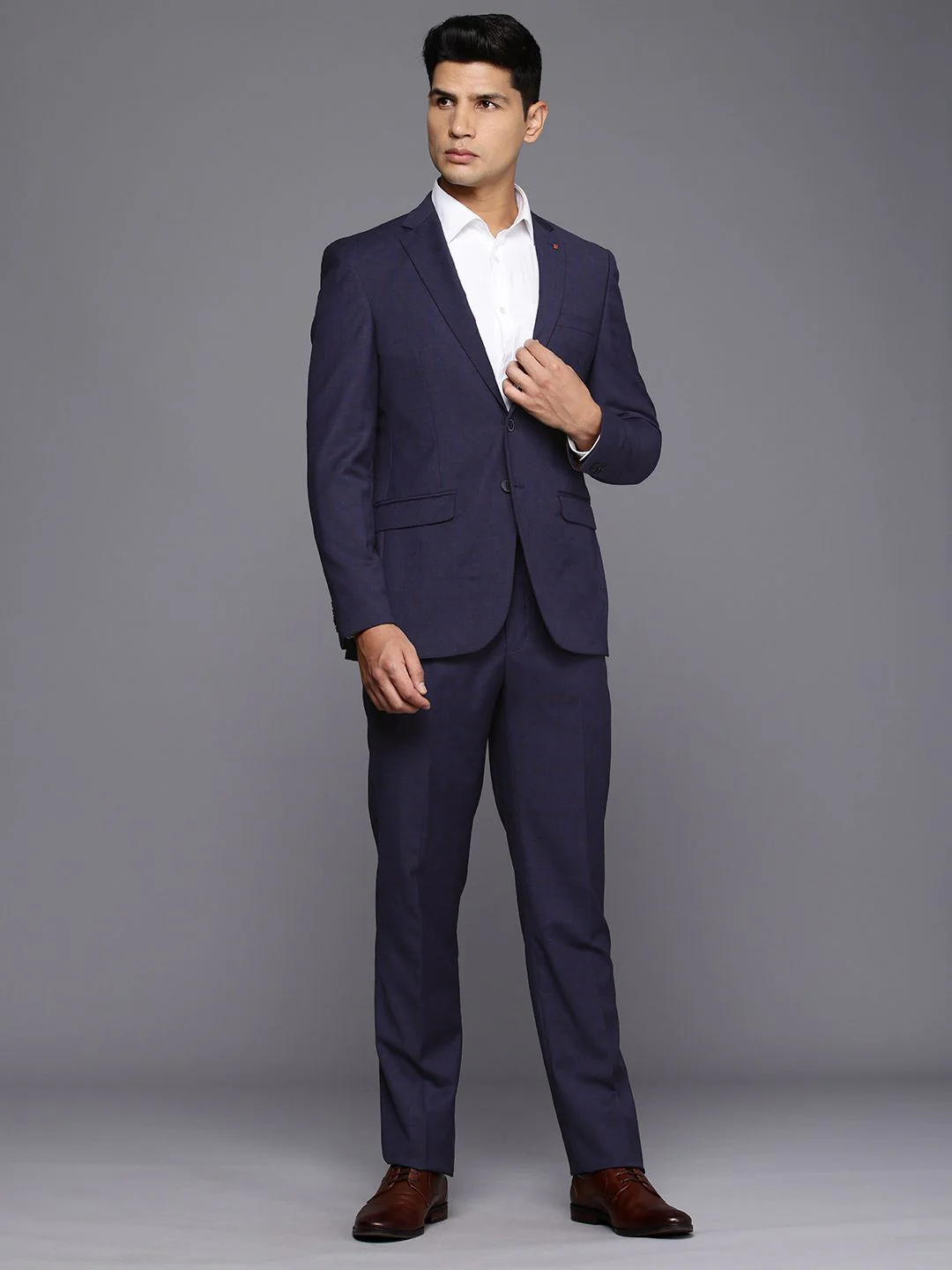Raymond Contemporary Fit Checked Notched Lapel Single-Breasted 2 Piece Formal Suits - Image 6