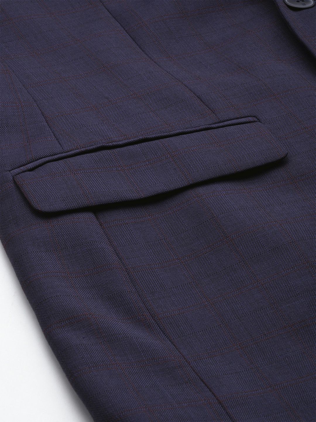 Raymond Contemporary Fit Checked Notched Lapel Single-Breasted 2 Piece Formal Suits - Image 7