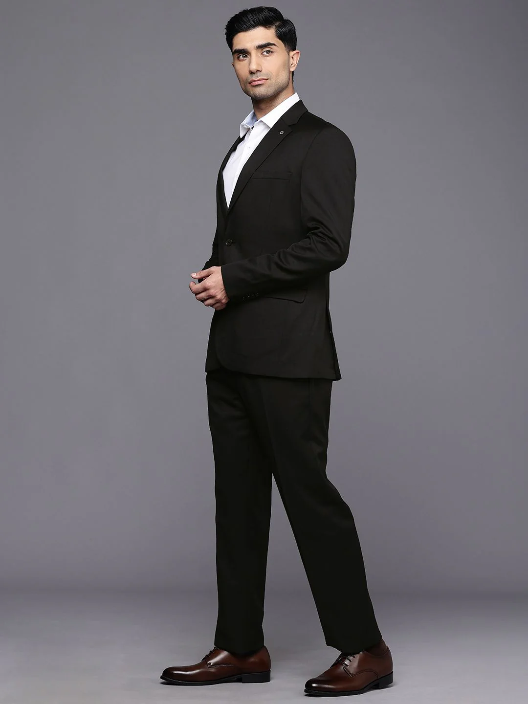 Raymond Contemporary Fit Notched Lapel Single-Breasted Formal 2 Piece Suits - Image 5