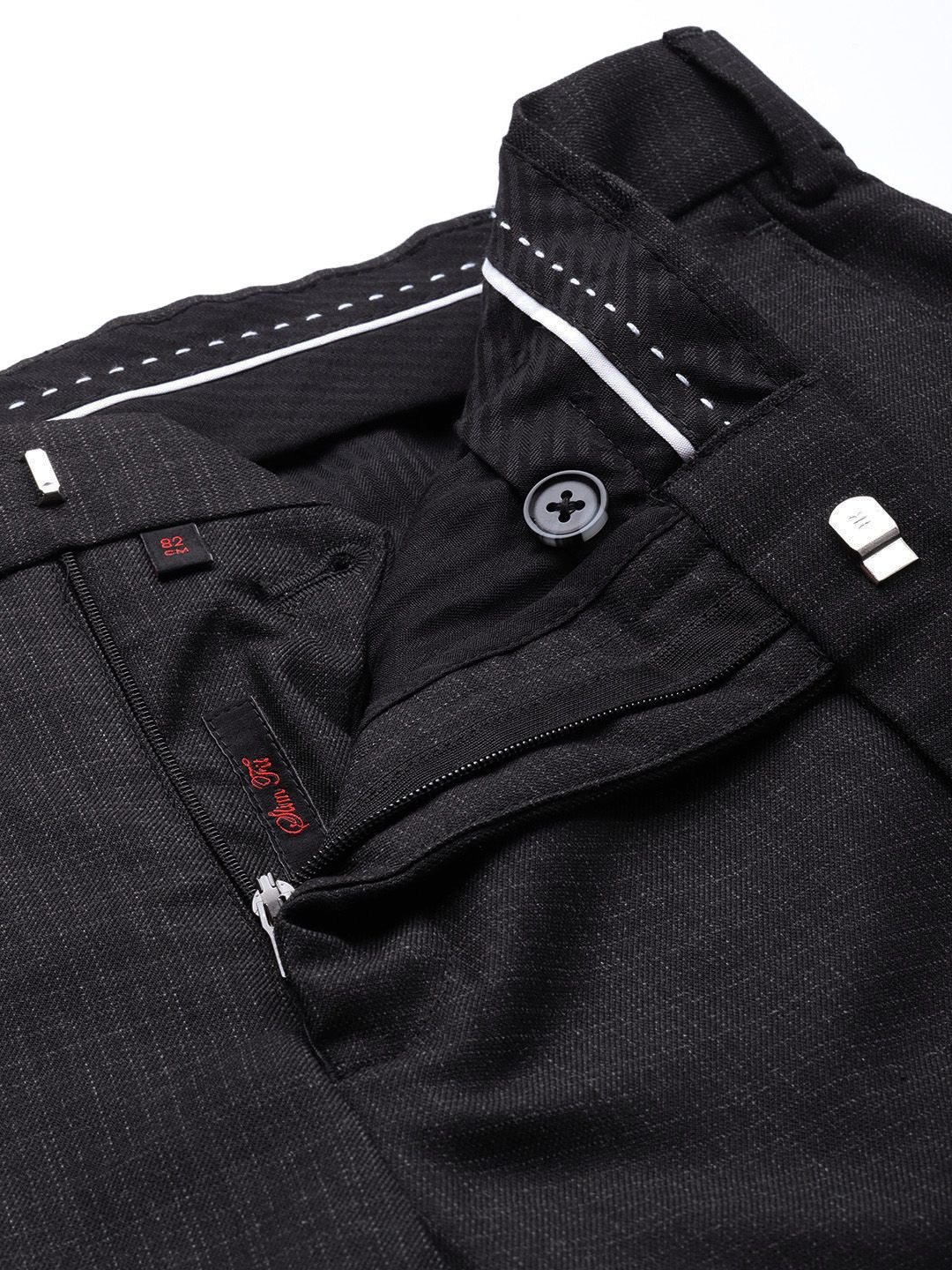 Raymond Men Black Checked Slim Fit Formal Trousers - Image 4