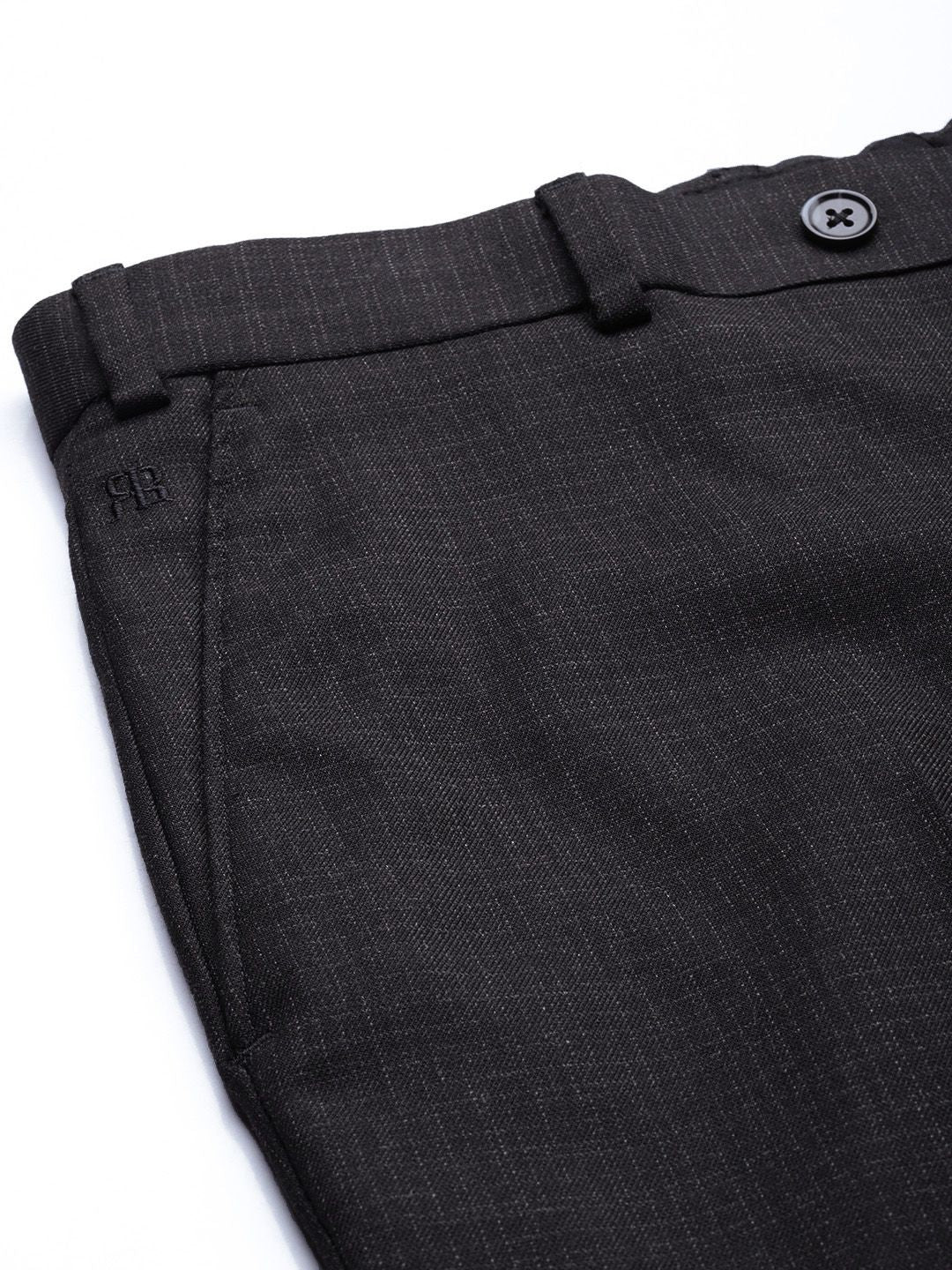Raymond Men Black Checked Slim Fit Formal Trousers - Image 6