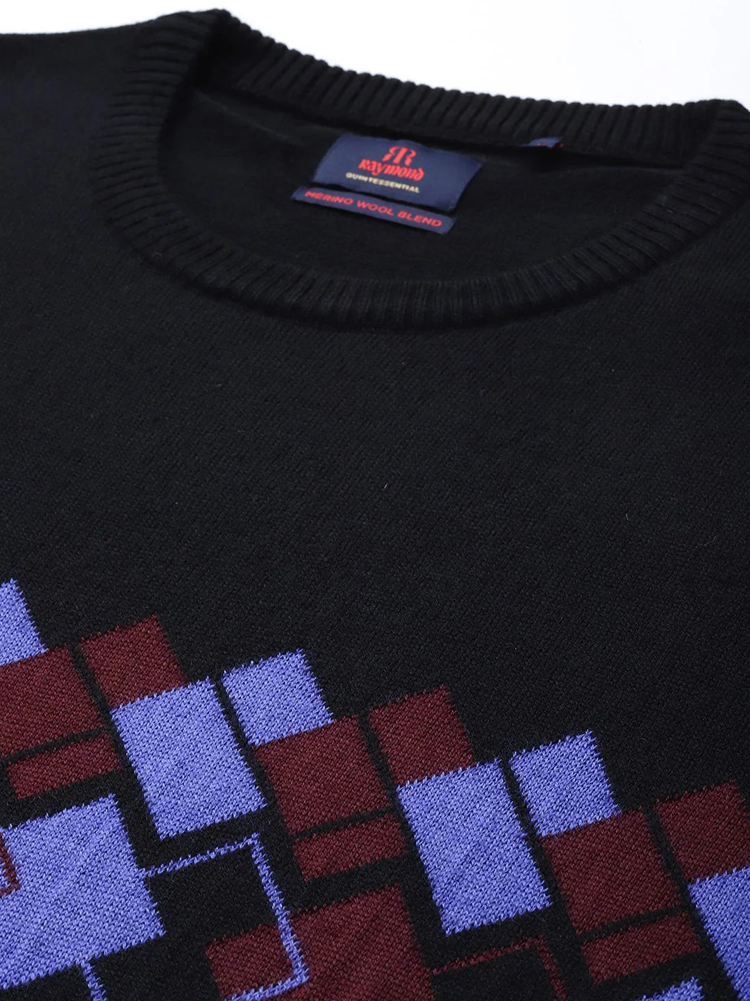 Raymond Men Black Self-Design Pullover - Image 2