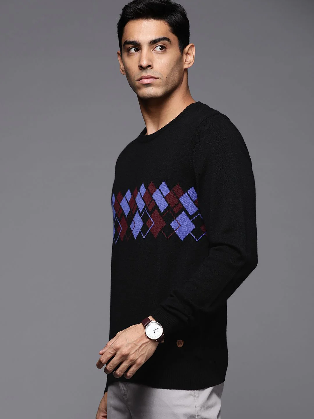 Raymond Men Black Self-Design Pullover - Image 3