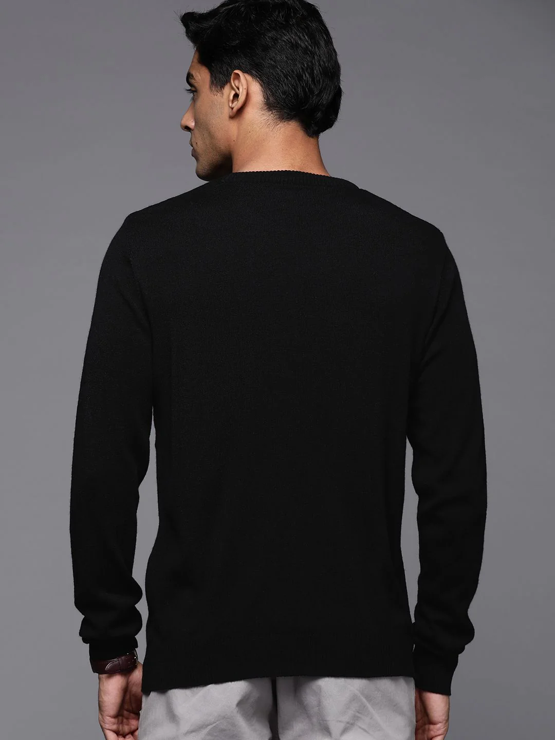 Raymond Men Black Self-Design Pullover - Image 5