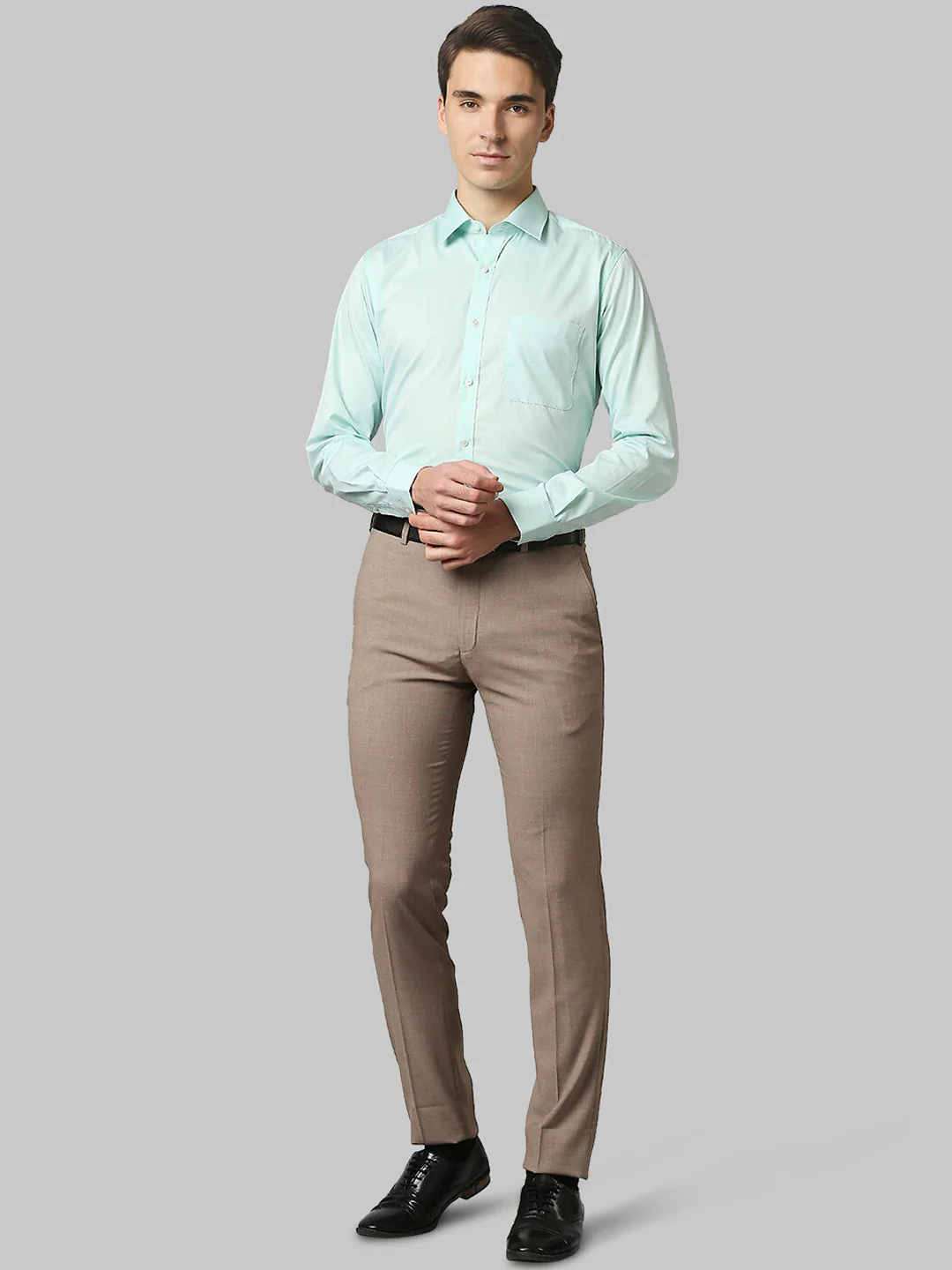 Raymond Men Brown Solid Slim Fit Formal Trousers - Image 11
